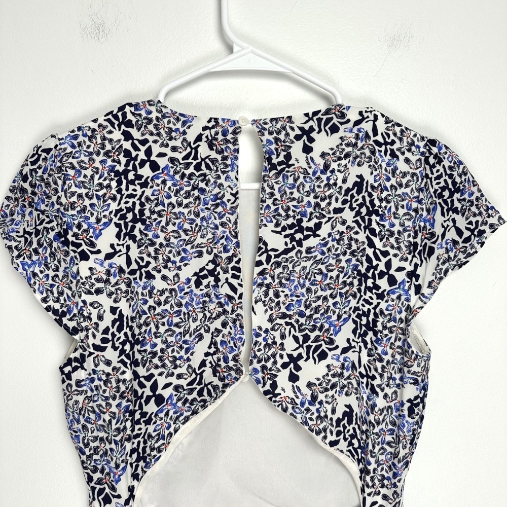 Reiss Livia Mosaic Print Split Midi Dress Floral Blue White Navy 7 - Picture 8 of 12